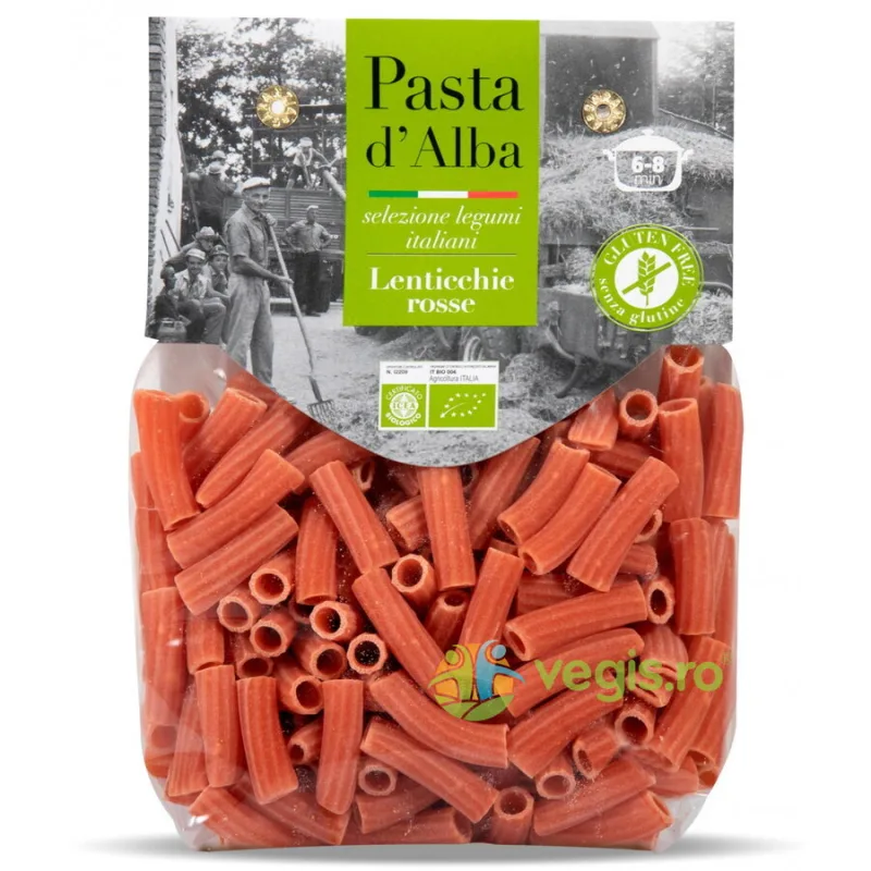 Paste Maccheroni din Linte Rosie fara Gluten Ecologice/Bio 250g PASTA D'ALBA — preț și oferte