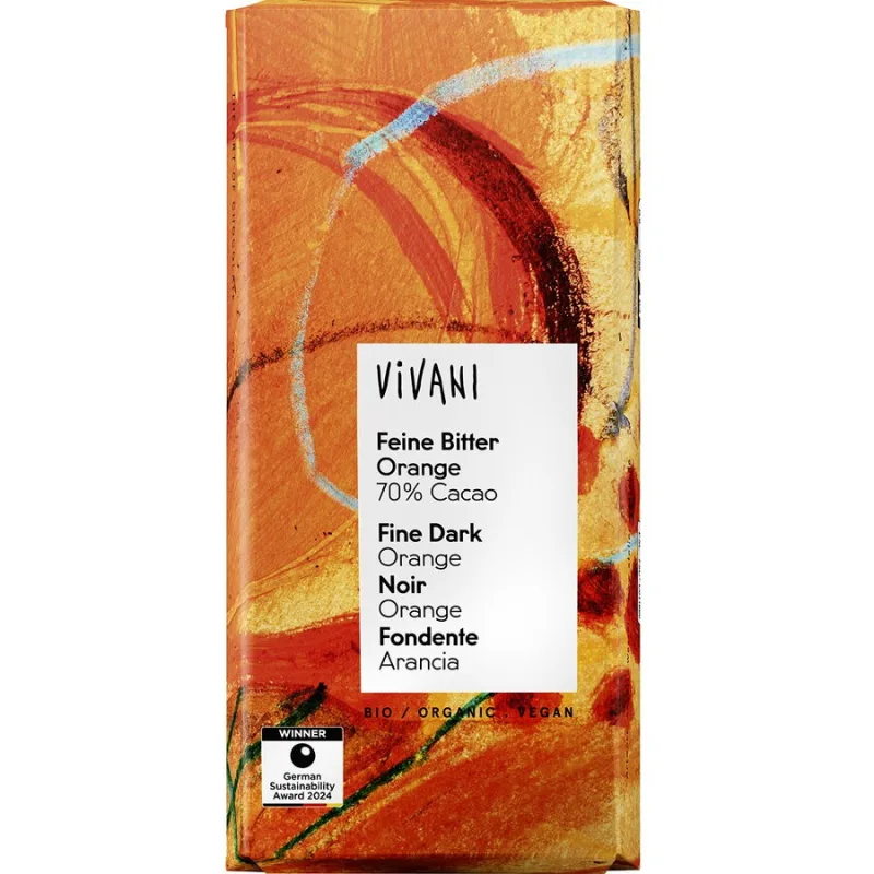 Ciocolata Amaruie cu 70% Cacao si Ulei de Portocale Ecologica/Bio 80g VIVANI — preț și oferte