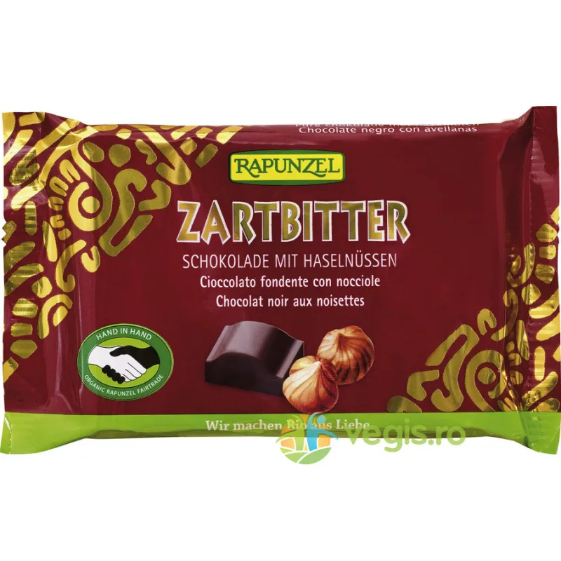 Ciocolata Amaruie Vegana Cristalino 60% si Alune Intregi Ecologica/Bio 100g Rapunzel — preț și oferte