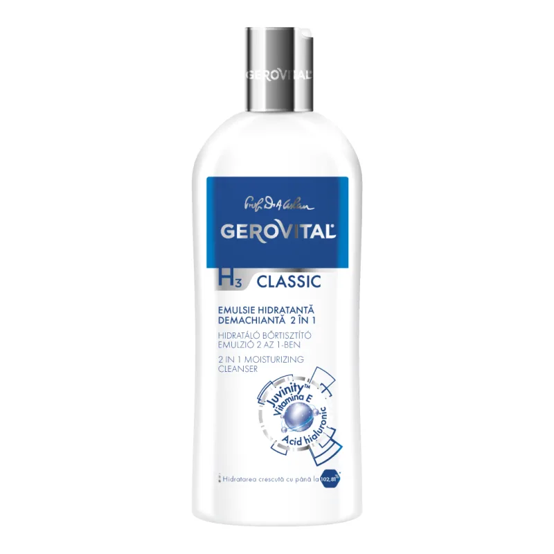 Emulsie hidratanta si demachianta 2 in 1 H3 Classic, 200 ml, Gerovital FARMEC — preț și oferte