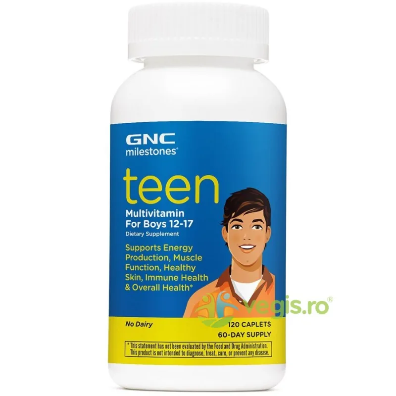 Multivitamine pentru Baieti 12-17 Ani Milestones Teen 120tb GNC — preț și oferte