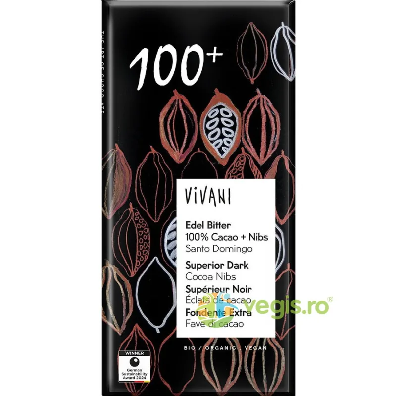 Ciocolata Amaruie 100% Cacao Ecologica/Bio 80g VIVANI — preț și oferte