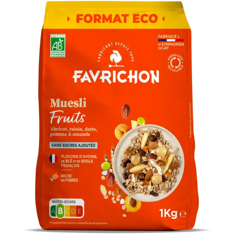 Musli cu Fructe fara Zahar Adaugat Ecologic/Bio 1kg FAVRICHON — preț și oferte