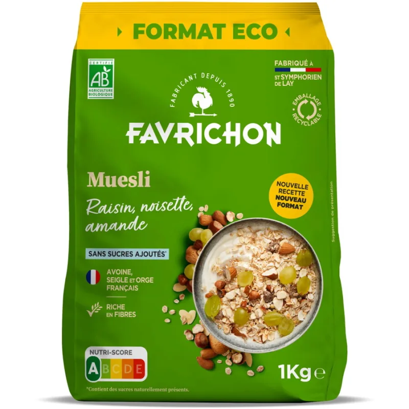 Musli cu Stafide, Alune de Padure si Migdale Ecologic/Bio 1kg FAVRICHON — preț și oferte