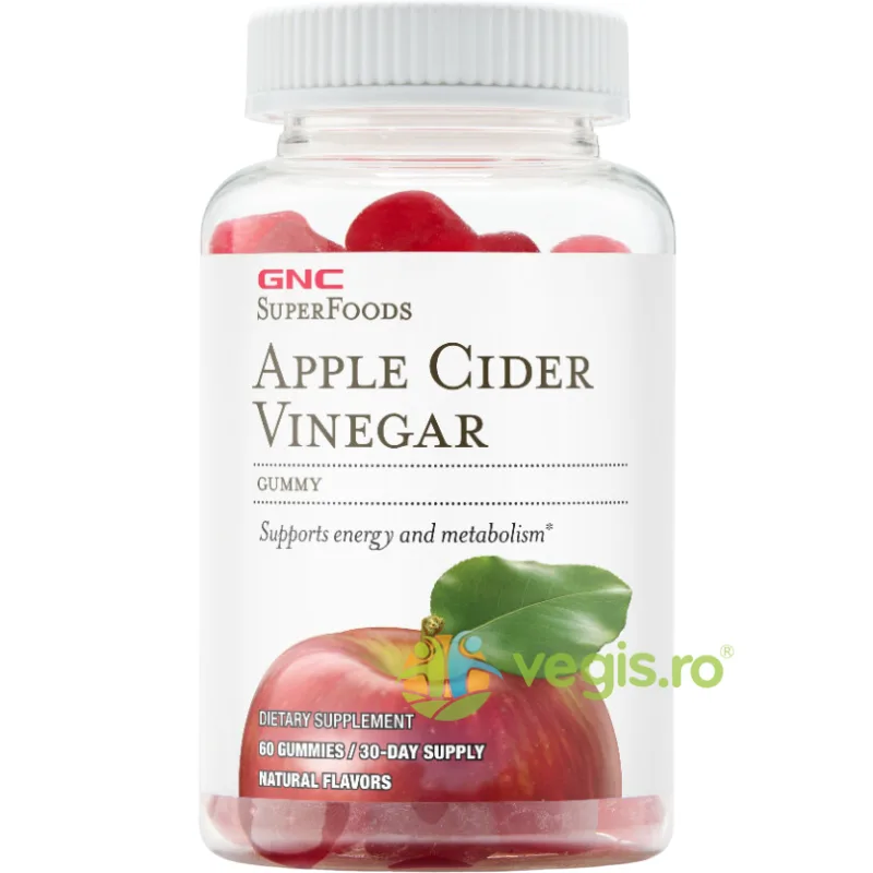 Otet din Cidru de Mere (Apple Cider Vinegar) SuperFoods 60 jeleuri GNC — preț și oferte
