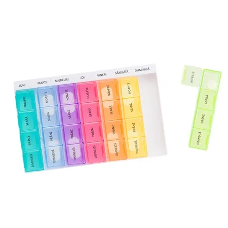 Organizator medicamente cu 28 casete, color, Bazarul de Sănătate — preț și oferte