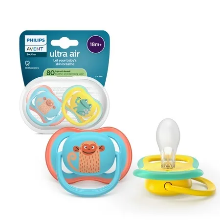 Suzeta Ultra Air Pacifier Philips Avent, Albastru/Galben, 18 luni+, SCF349/58, 2 bucăți, Philips — preț și oferte