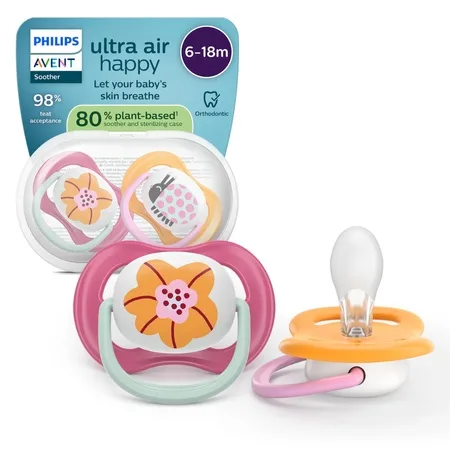 Suzeta Ultra Air Pacifier Philips Avent, Gărgăriță/Floare, 6-18 luni, SCF080/27, 2 bucăți, Philips — preț și oferte
