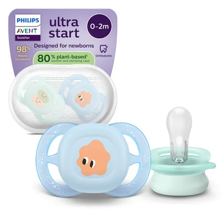 Suzeta ortodontica Pacifier Ultra Start Philips Avent, Figurine, 0-2 luni, SCF075/14, 2 bucăți, Philips — preț și oferte