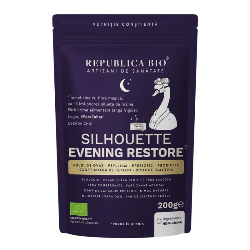 Pudră funcțională cu ovăz, psyllium și scorțișoară Silhouette Rituals Evening Restore, 200 g, Republica BIO — preț și oferte