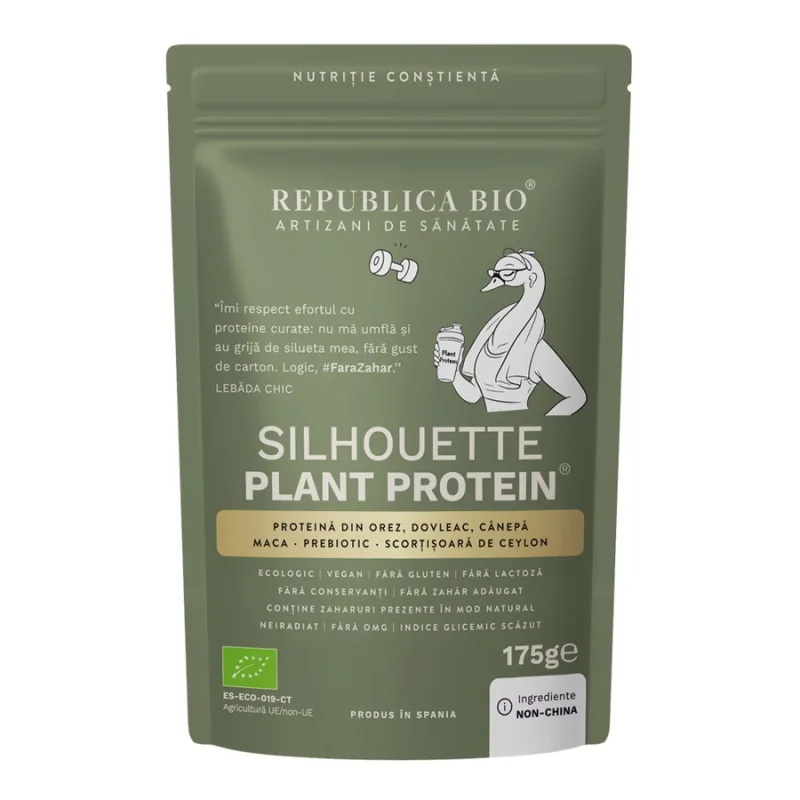 Pudră proteică vegetală cu aromă de căpșuni Silhouette Rituals Plant Protein, 175 g, Republica BIO — preț și oferte