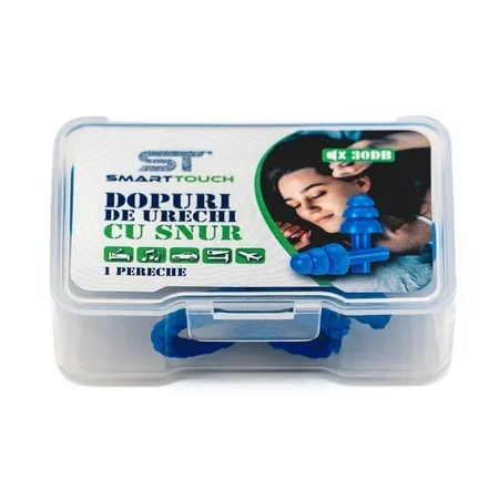 Dopuri de urechi din silicon cu șnur și cutie de transport, 1 pereche, Smart Touch — preț și oferte
