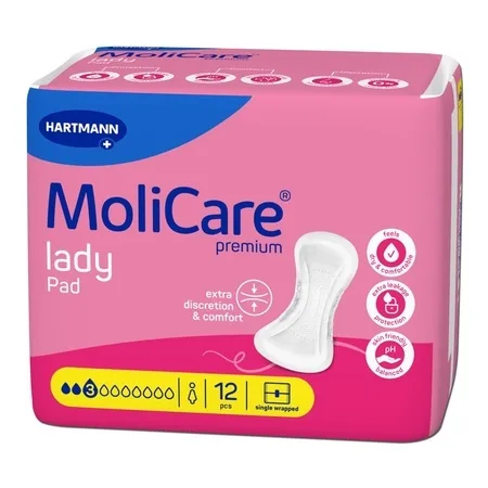 Tampoane pentru incontinenta urinară MoliCare Lady Pad, 3 Picături, 12 bucăți, Hartmann — preț și oferte