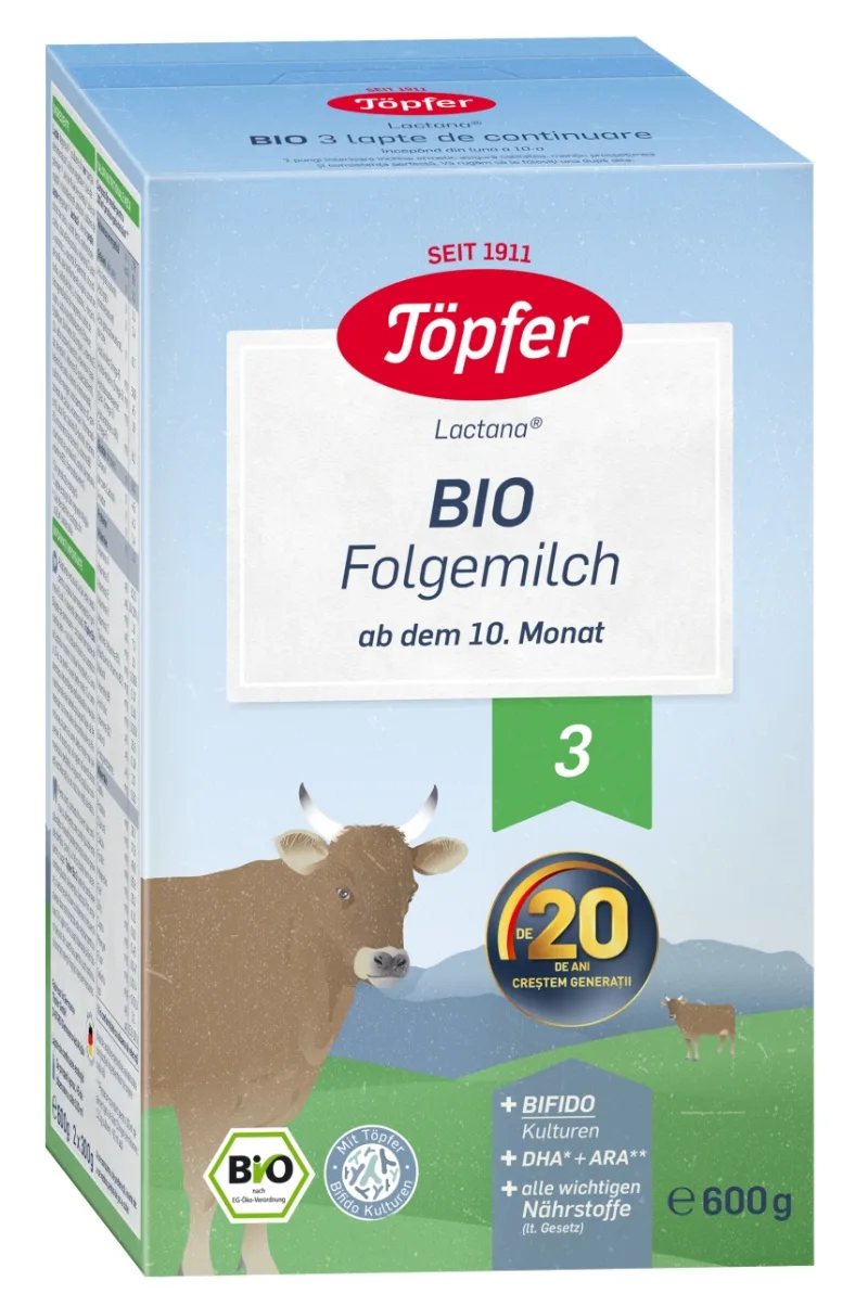 Formula de lapte praf Topfer 3 Bio de la 10 luni 600 g — preț și oferte