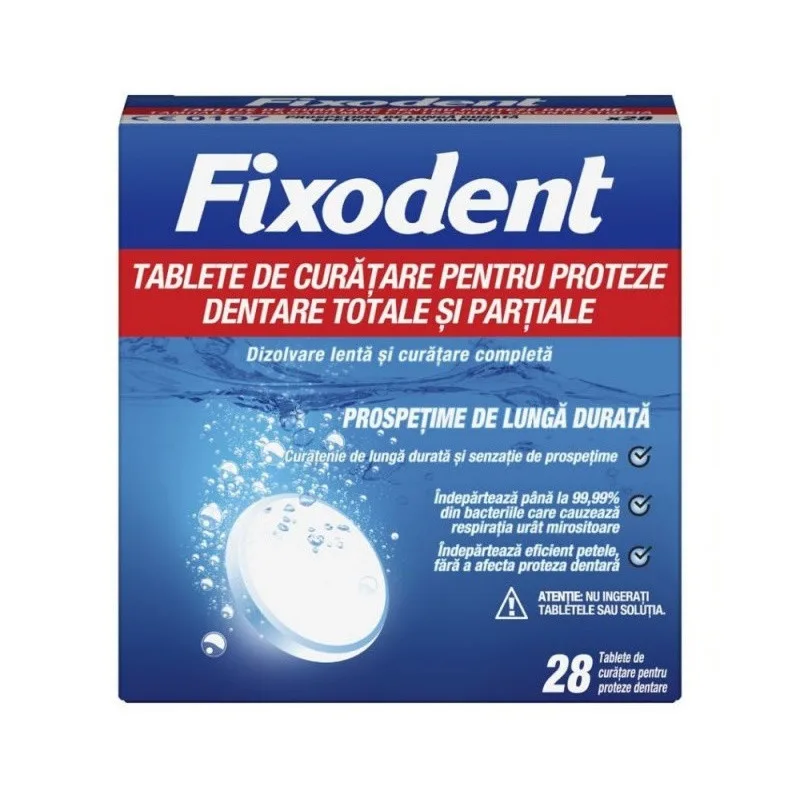 Tablete de curatare pentru proteze dentare, 28 tablete, Fixodent — preț și oferte