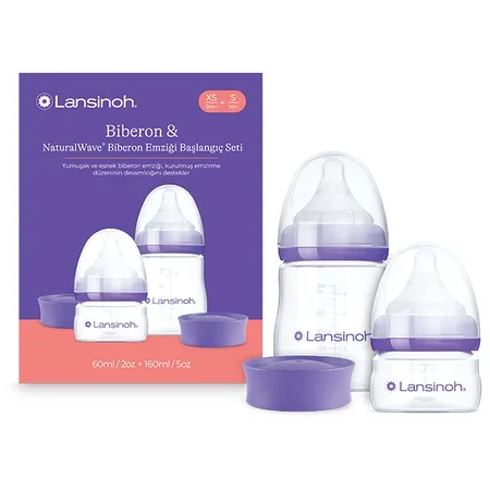 Pachet Biberoane cu tetină NaturalWave, 60 ml XS + 160 ml S, Lansinoh — preț și oferte