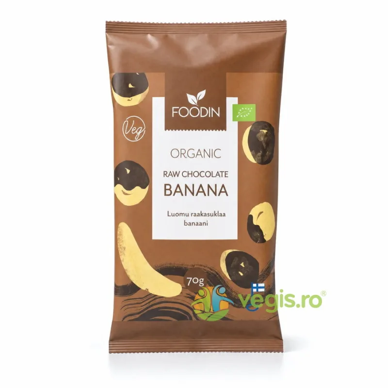 Banane in Ciocolata Raw Ecologice/Bio 70g FOODIN — preț și oferte