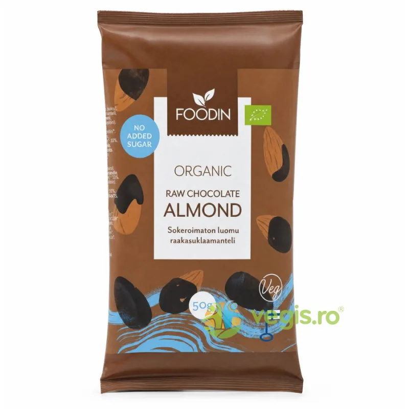 Migdale in Ciocolata Raw fara Zahar Adaugat Ecologica/Bio 50g FOODIN — preț și oferte