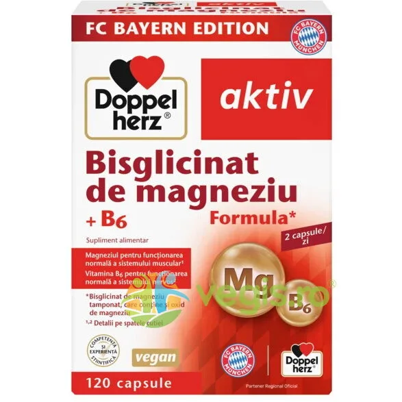 Bisglicinat de Magneziu + Vitamina B6 120cps DOPPELHERZ — preț și oferte