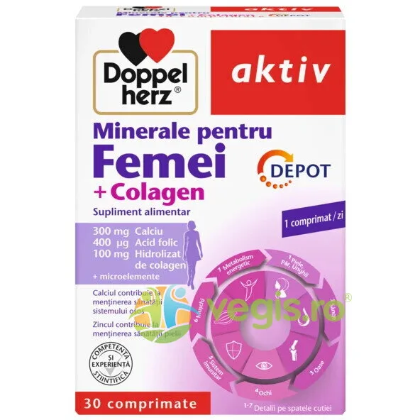 Minerale pentru Femei + Colagen Depot Aktiv 30cpr+30cpr DOPPELHERZ — preț și oferte