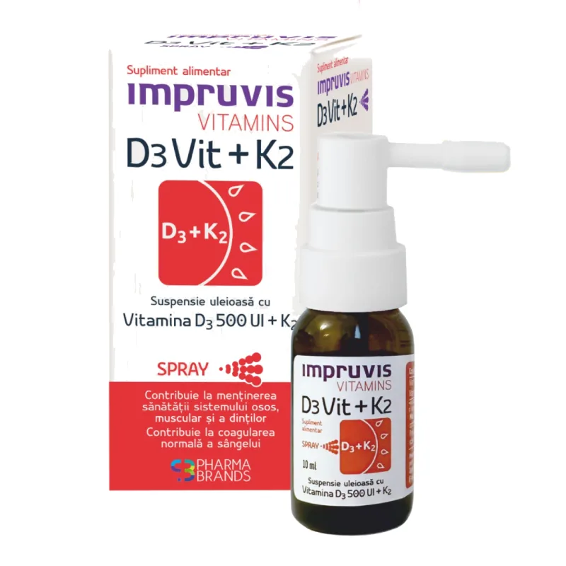Vitamins D3Vit 500+K2 Spray, 10ml, Impruvis — preț și oferte