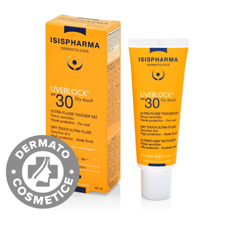 Fluid protector cu efect matifiant Dry Touch SPF30 UVEBLOCK, 40ml, Isis Pharma — preț și oferte