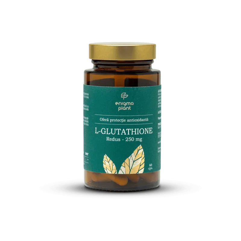 L-Glutathione redus 250 mg, oferă protecție antioxidantă, 60 capsule Enigma Plant — preț și oferte