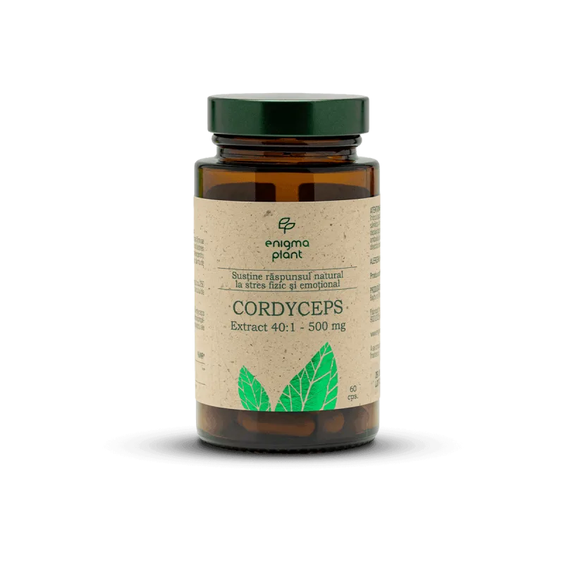 Cordyceps extract 500 mg, sustine raspunsul natural la stres fizic și emoțional, 60 capsule Enigma Plant — preț și oferte