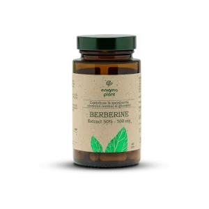 Berberina extract 500mg, contribuie la mentinerea nivelului normal al glicemiei, 60 capsule
