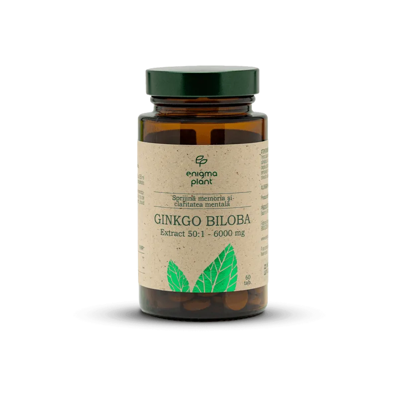 Ginkgo Biloba extract 6000mg, sprijină memoria și claritatea mentală, 60 tab Enigma Plant — preț și oferte