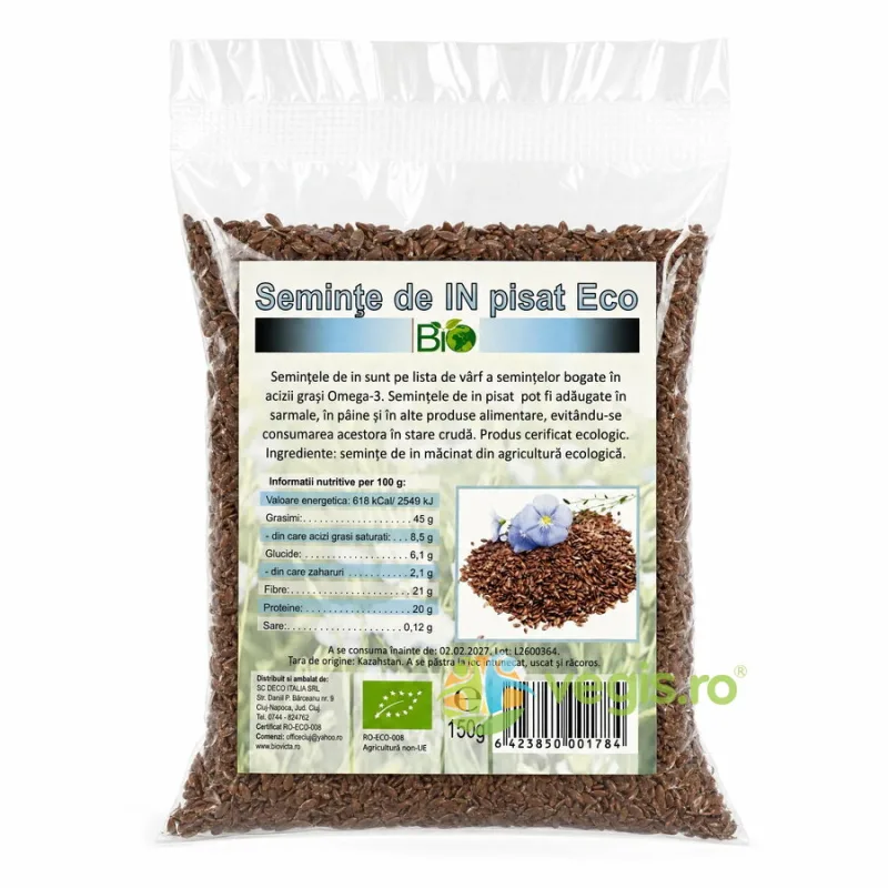 Seminte de In Pisate Ecologice/Bio 150g Deco Italia — preț și oferte