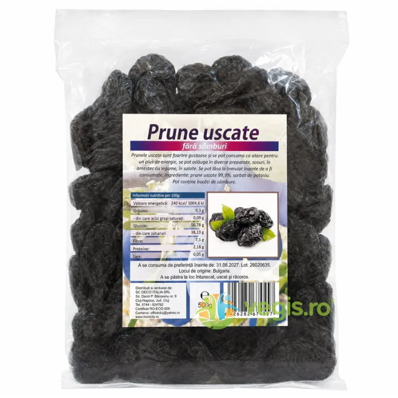 Prune Uscate Mari fara Samburi 500g Deco Italia — preț și oferte
