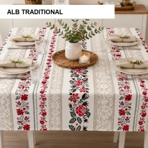 Fata de masa teflonata antimurdarire alb traditional 140x180 cm, Ralex | 1 buc