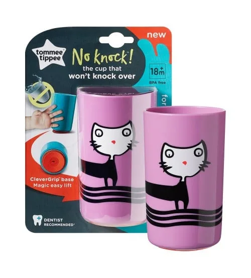 TOMMEE TIPPEE Cana No Knock Large 300 ml, 12luni+, Pisicuta roz — preț și oferte