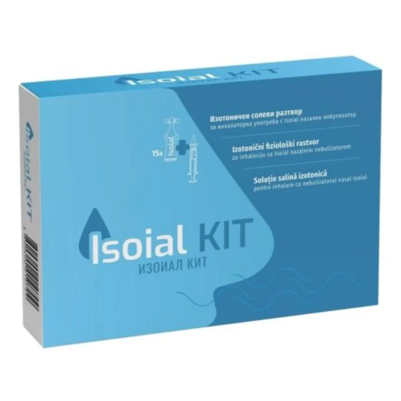 Kit solutie salina pentru nas infundat + nebulizator nazal, 15 flacoane*5 ml, Isoial NATURPHARMA — preț și oferte