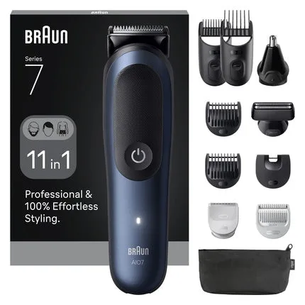 Set ras și îngrijire, Braun Series 7, 11 în 1, Negru/Albastru Deep Blue — preț și oferte