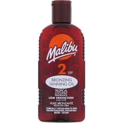 Ulei bronzant, Malibu, SPF 2, 200 ml, cocos — preț și oferte