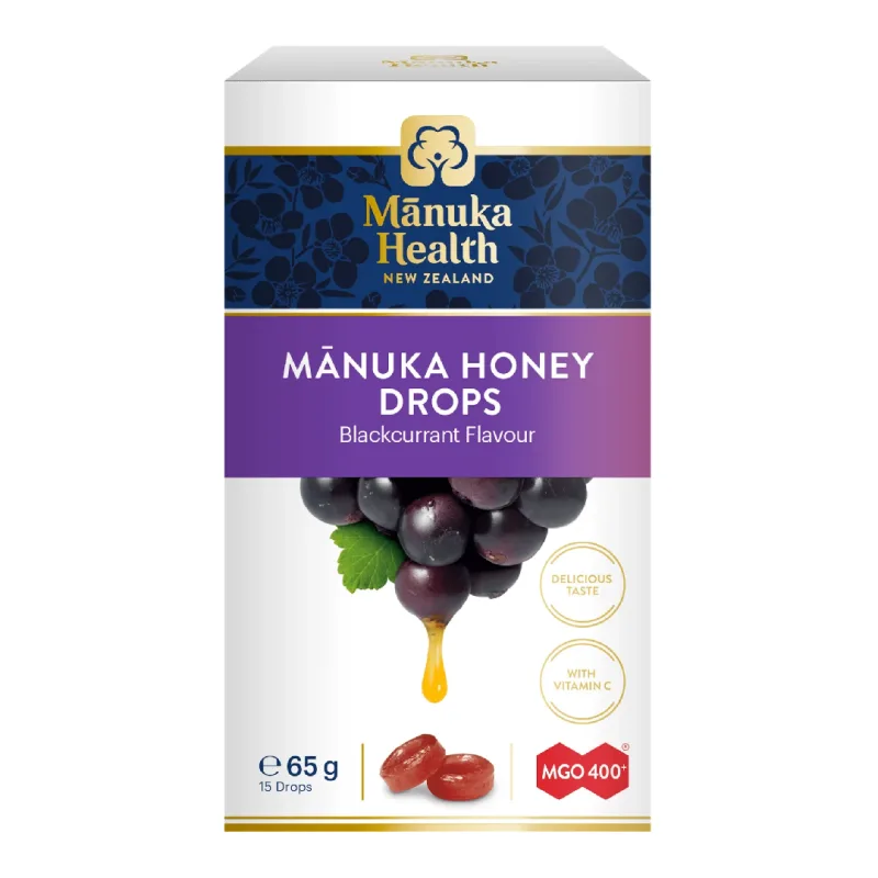 Bomboane cu miere de Manuka MGO 400+ si aroma naturala de coacaze, 65 g, Manuka Health — preț și oferte