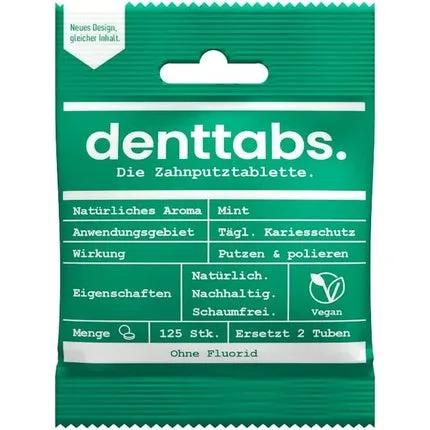Tablete Pastă de Dinți, Denttabs, Stevia Mint, 125 bucăți — preț și oferte