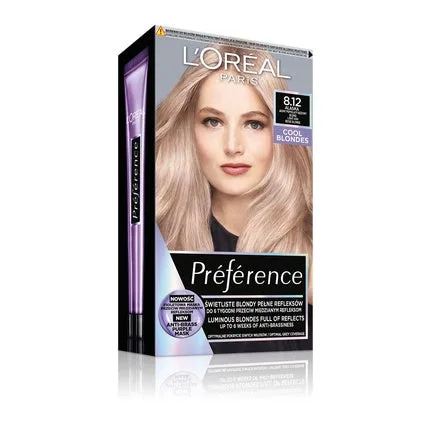 Vopsea de par, L'Oréal Paris, Preference 8.12, Blond Bej Cenusiu Deschis — preț și oferte