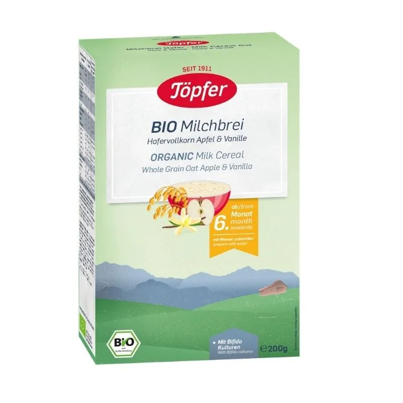 TOPFER Cereale Bio Ovaz, lapte + mar + vanilie, 200 g — preț și oferte