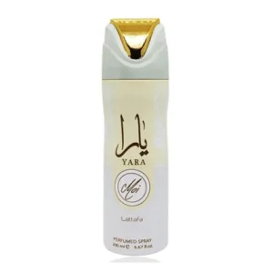 Deodorant Spray Lattafa Yara Moi, alb cu elemente aurii, 200ml
