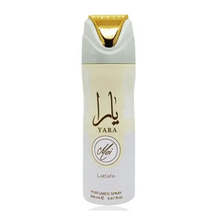 Deodorant Spray Lattafa Yara Moi, alb cu elemente aurii, 200ml — preț și oferte