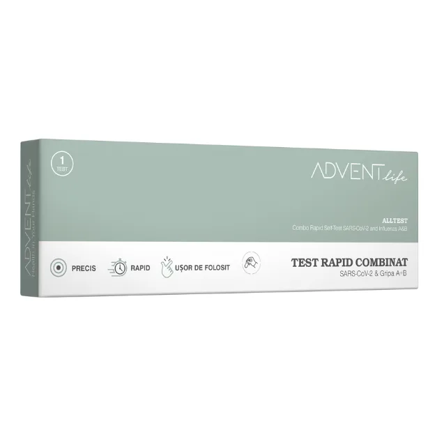 Test rapid combo 3 in 1 pentru Gripa A/B si Covid 19, 1 bucata, Advent Life — preț și oferte