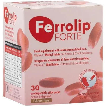 Supliment, Ferrolip Forte, 30 plicuri, aromă lămâie — preț și oferte