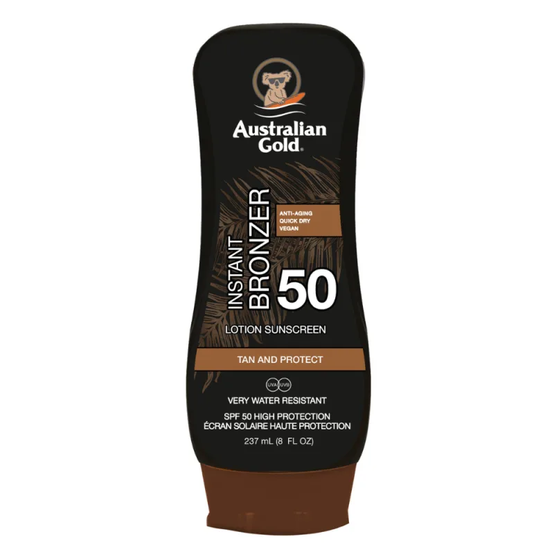 Lotiune protectie solara, Australian Gold, SPF 50, Instant Bronzer, 237ml — preț și oferte