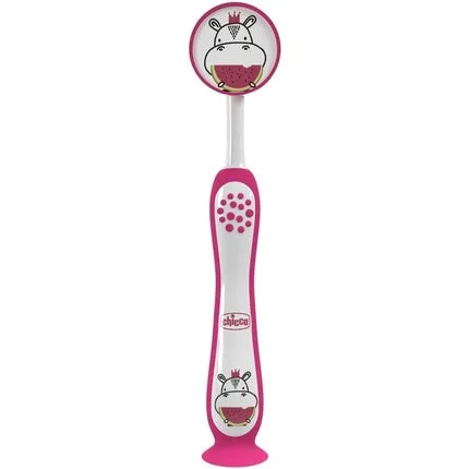 Periuță de dinți copii, Chicco, fuchsia, tema hipopotam — preț și oferte