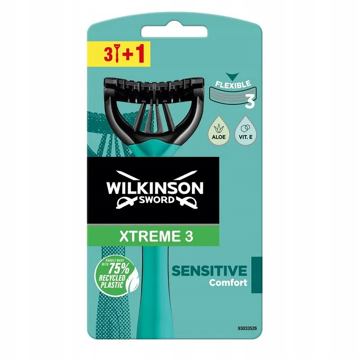 Brici de unică folosință, Wilkinson Sword, Xtreme 3 Sensitive, 3+1 bucăți, verde — preț și oferte