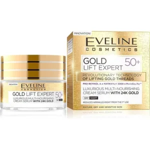 Cremă-serum anti-riduri, Eveline Cosmetics, Gold Lift Expert, 50ml
