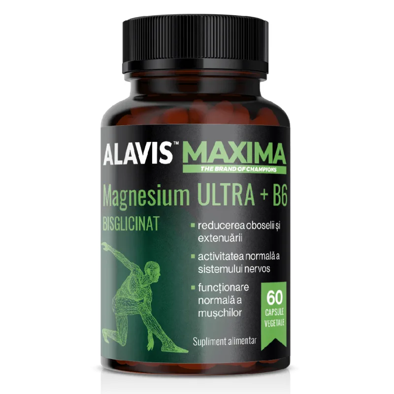 Magneziu bisglicinat Ultra+B6, 60 capsule vegetale, Alavis Maxima — preț și oferte